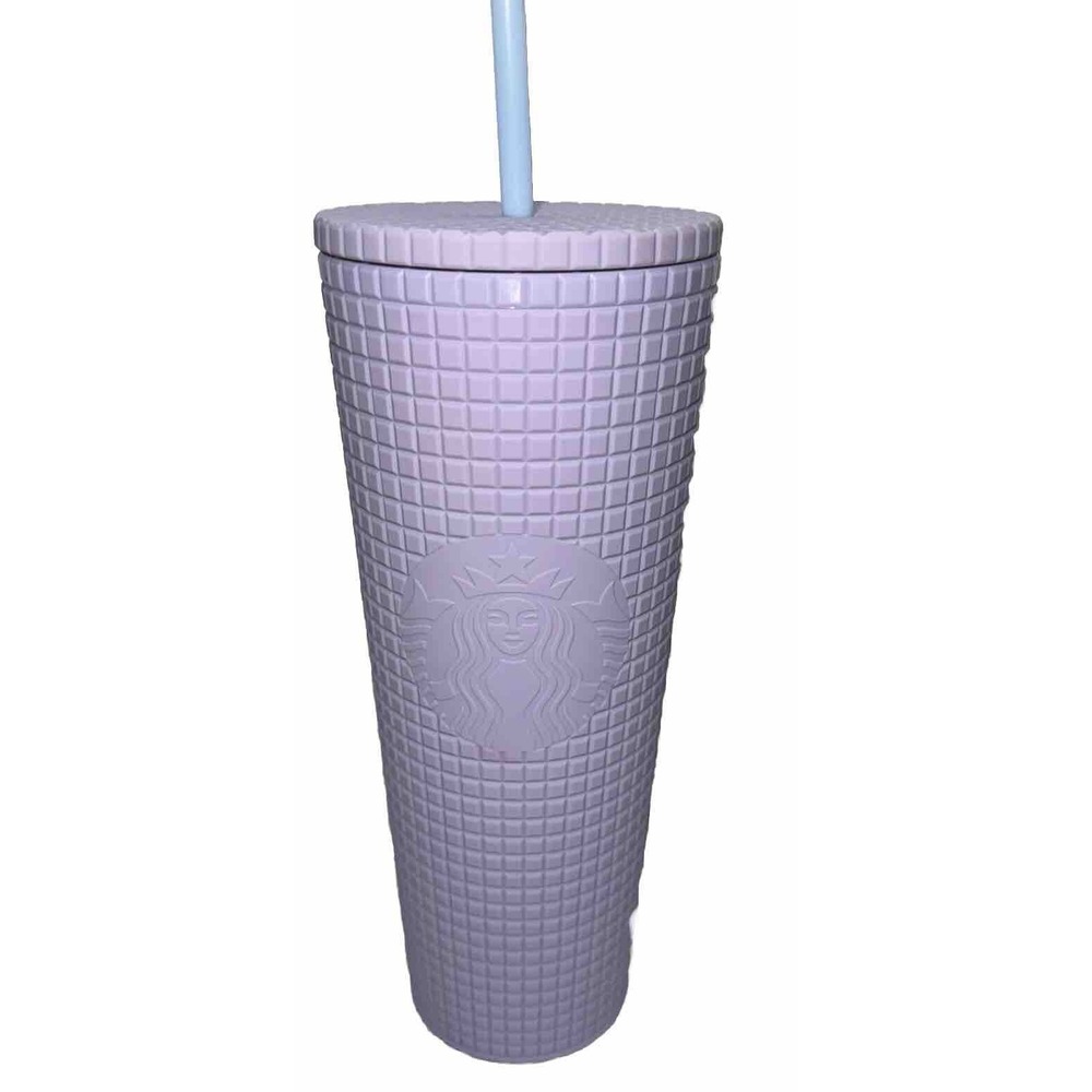 Starbucks Tumbler Grid Matte Lilac Lavender Soft Touch Venti 24 oz Cold Cup 2021